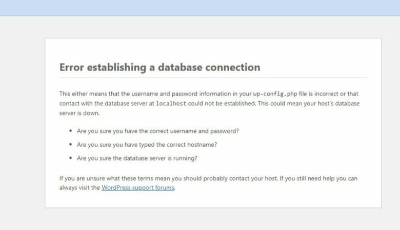 Error Establishing a Database Connection Pada WordPress