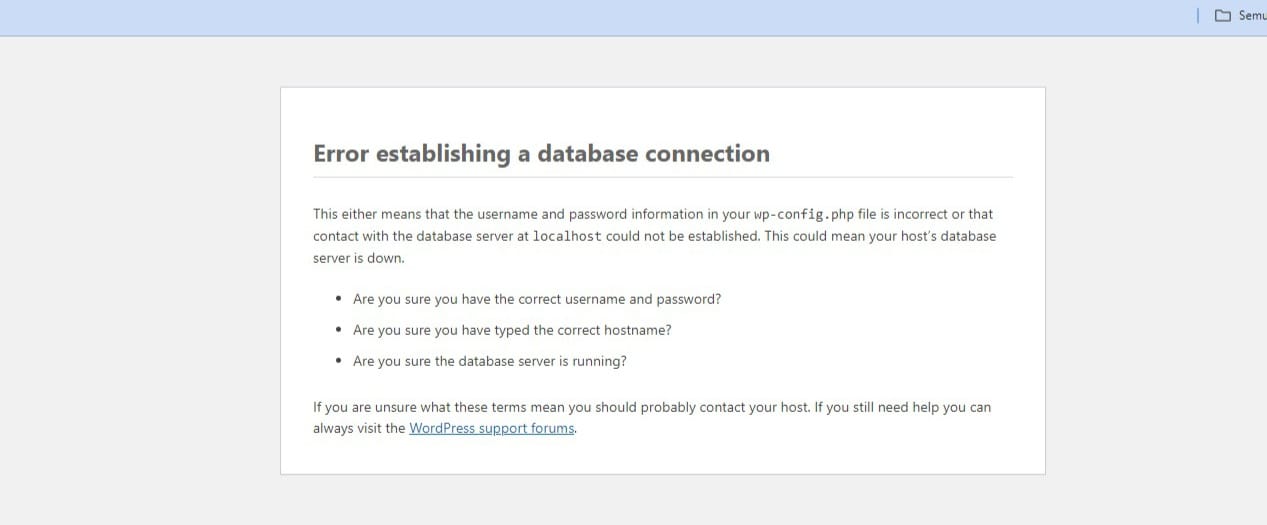 Error Establishing a Database Connection